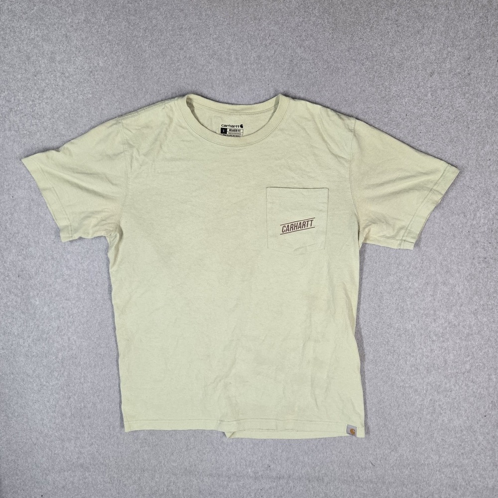 Carhartt Men Shirt L Light Green Graphic Mountain Pocket T-Shirt READ